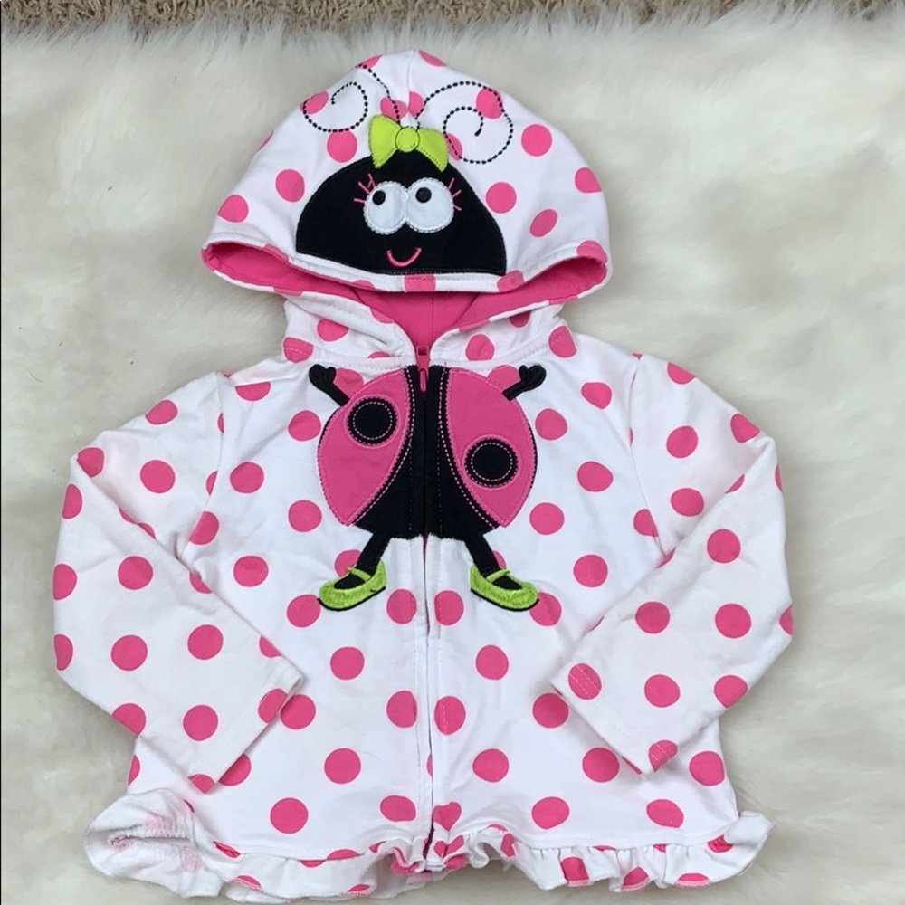 Girls Toddler Pink Polka Dot Ladybug Jacket